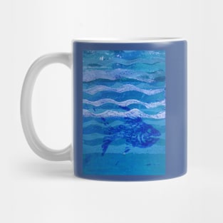 Fish and Waves Monoprint in Acrylic Mug